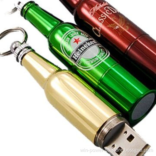 Stylish File USB Flash Disc with Beer Bottle Shaped, Good for Promotions of Festivals